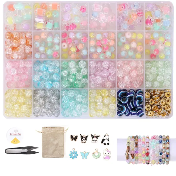 Multicolor_Children_Jewelry_Making_Craft_Bracelet_Kits_Set_For_Kids-DIY_24_Compartment_Box,700+_Colorful_Beads,Ear_Hangings,Lobster_Locks_&_Rings_,8_Pcs_of_Charms_With_Accessories,