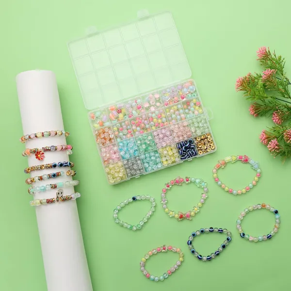 Multicolor_Children_Jewelry_Making_Craft_Bracelet_Kits_Set_For_Kids-DIY_24_Compartment_Box,700+_Colorful_Beads,Ear_Hangings,Lobster_Locks_&_Rings_,8_Pcs_of_Charms_With_Accessories,