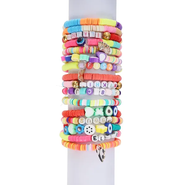 Multicolor_DIY_Bracelet_Making_Kit_-_24_Colorful_Beads,_10m_Elastic_Thread,_Jute_Bag,_and_Cutter_-_Gift_for_Girls_Birthdays_(Clay_Beads_3)