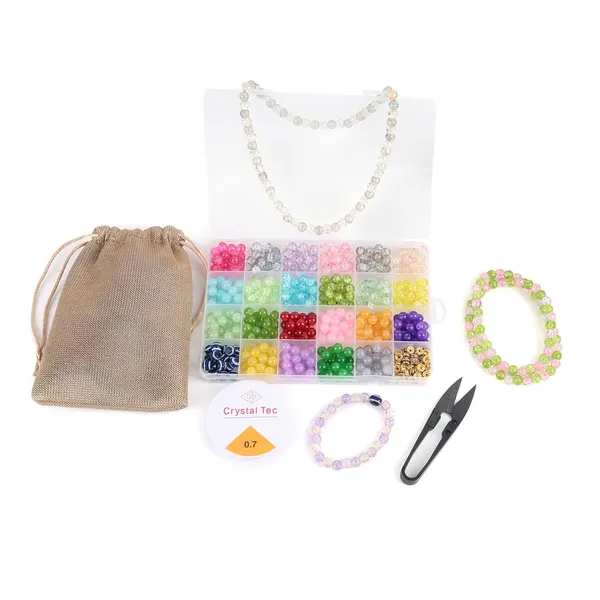 Multicolor_DIY_Bracelet_Making_Kit_300+_Glass_Beads_(8Mm)_With_Evil_Eye,Gold_&_Silver_Rings,Metallic_Beads_24-Compartment_Organizer_Box_For_Girls_&_Boys_(Crackle_And_jelly_silver_charms_box)