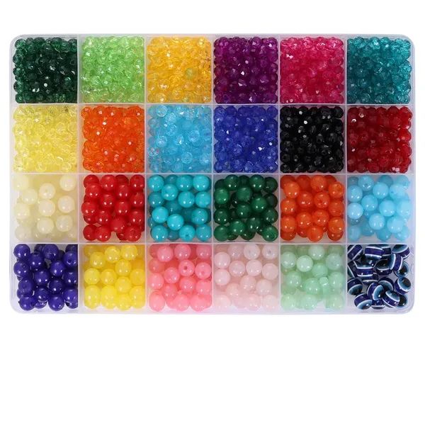 Multicolor_DIY_Bracelet_Making_Kit_-_24_Colorful_Beads,_10m_Elastic_Thread,_Jute_Bag,_and_Cutter_-_Gift_for_Girls_Birthdays_(Crystal_with_Moon)