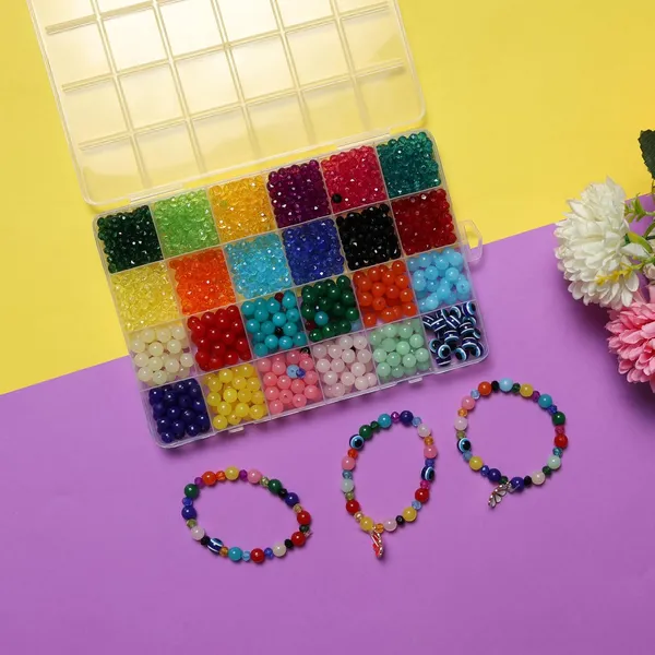 Multicolor_DIY_Bracelet_Making_Kit_-_24_Colorful_Beads,_10m_Elastic_Thread,_Jute_Bag,_and_Cutter_-_Gift_for_Girls_Birthdays_(Crystal_with_Moon)