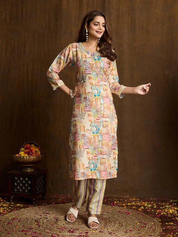 Yellow_Cotton_Blend_Sita_Kurta_Set_For_Women