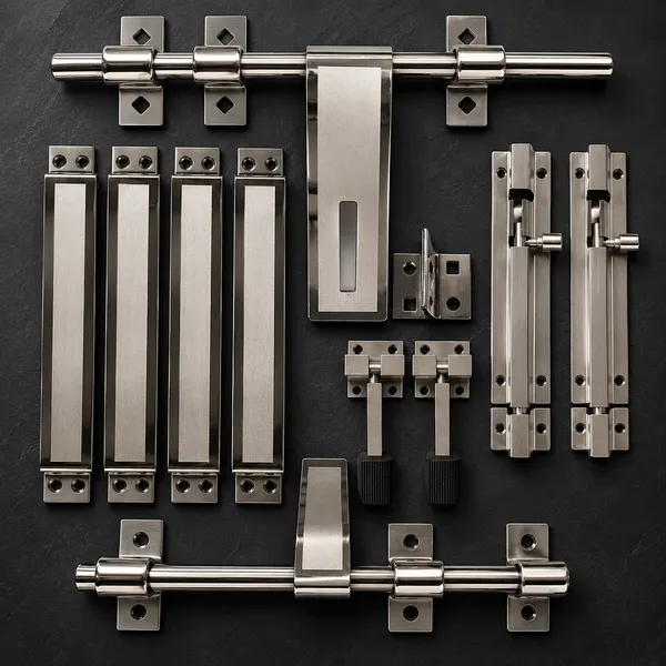 Qurtainz__Door_Kit_12"_Inch_Stainless_Steel_for_Doors_(1-Aldrop,_1-Latch,_4-Handle,_2-Tower_Bolt,_2-Door_Stopper_Size:-_12",_3mm,_Pack_of_1_Door_Kit_Set