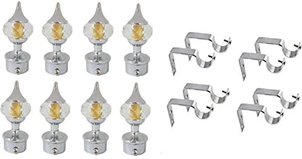 Qurtainz_Golden_Single_Diamond_Curtain_Bracket_Set_with_Finials_Combo_Pack_of_2_Pair_-_Curtain_Holders_for_Wall_-_Parda_Holders_with_Support_Fittings_and_1_Inch_Rod_Pocket_Finials_for_Door_and_Window