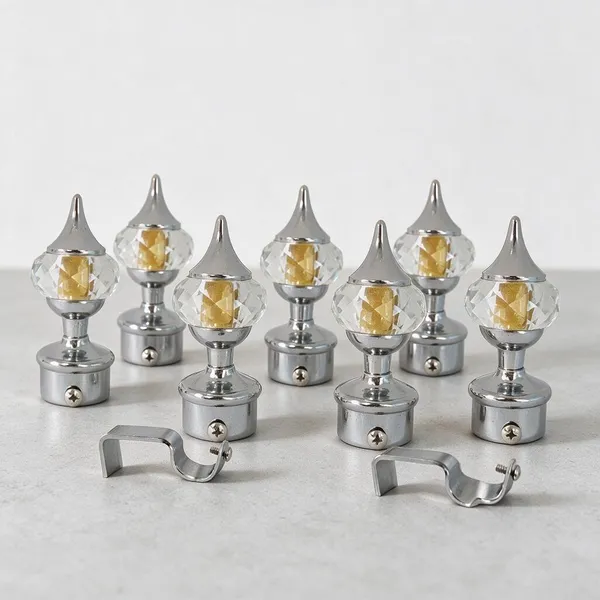 Qurtainz_Golden_Single_Diamond_Curtain_Bracket_Set_with_Finials_Combo_Pack_of_2_Pair_-_Curtain_Holders_for_Wall_-_Parda_Holders_with_Support_Fittings_and_1_Inch_Rod_Pocket_Finials_for_Door_and_Window
