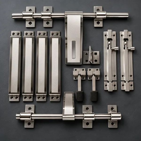 Qurtainz__Door_Kit_12"_Inch_Stainless_Steel_for_Doors_(1-Aldrop,_1-Latch,_4-Handle,_2-Tower_Bolt,_2-Door_Stopper_Size:-_12",_3mm,_Pack_of_1_Door_Kit_Set