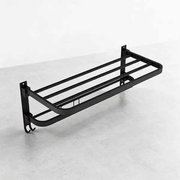 Qurtainz_Towel_Rack_for_Bathroom_Stainless_Steel_Towel_Holder_24_Inch_Folding_Towel_Rack_with_Shelf_Wall_Mounted_Chrome_Finish_Black_Bathroom_Organizer,_Bathroom_Accessories_Set-24_inch/2_feet-pack_of_1