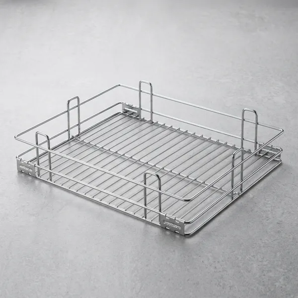 Qurtainz_stainles_Steel_Gold_Stainless_Steel_Modular_Kitchen_Plain_Utensils_Basket,17_W_X_20_D_X_4_H_Inches,_Silver_With_20"_Telescopic_Drawer_Channel(1_Piece_Plain_Basket_And_1_Piece_Telescopic_Channel)_(17X20X4)