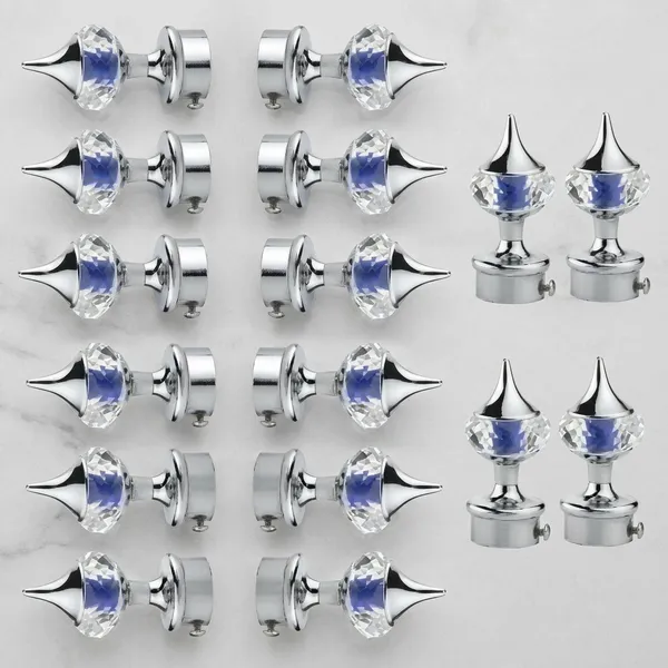 QURTAINZ_silver_blue_Single_Diamond_Curtain_Bracket_Set_with_Finials_Pack_of_6_Pair_-_Curtain_Holders_for_Wall_-_Parda_Holders_with_Support_Fittings_and_1_Inch_Rod_Pocket_Finials_for_Door_and_Window-8_pair_curtain_bracket_only