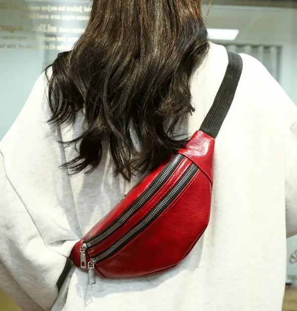 Red_Urban_Waist_Soft_Pu_Leather_Waist_Bag_For_Unisex