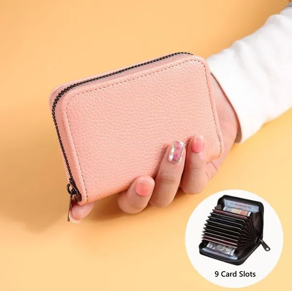 Pink_Card_Case_Organizer_Zipper_Wallet_(9_slots)