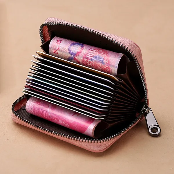 Pink_Card_Case_Organizer_Zipper_Wallet_(9_slots)