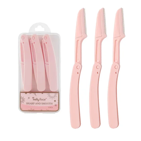 Pink_Stainless_Steel_Blades_&_Plastic_3_Pieces_Eyebrow_Facial_Hair_Razor_Trimmer