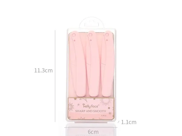 Pink_Stainless_Steel_Blades_&_Plastic_3_Pieces_Eyebrow_Facial_Hair_Razor_Trimmer