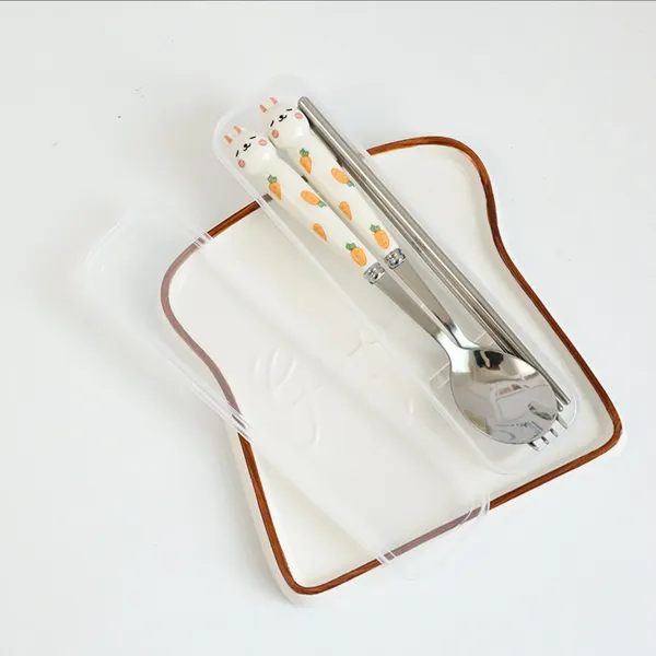 2_Pack_White_Cartoon_Rabbit_Cutlery_Set_For_Children