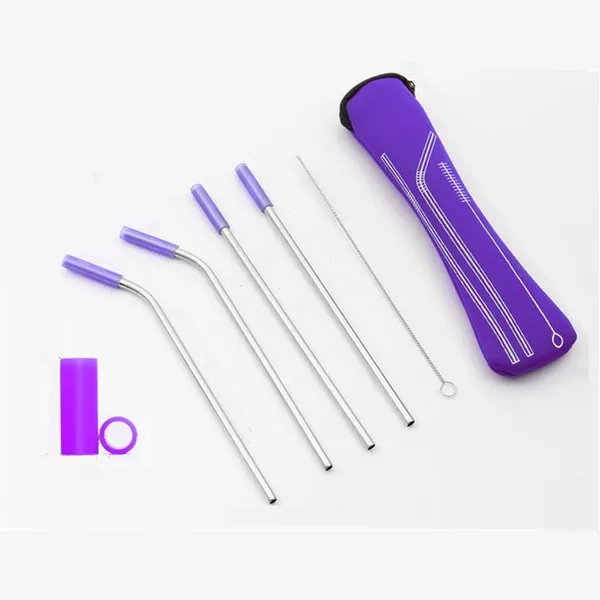 5_Piece_Purple_Silicone_Stainless_Steel_Straw_Set