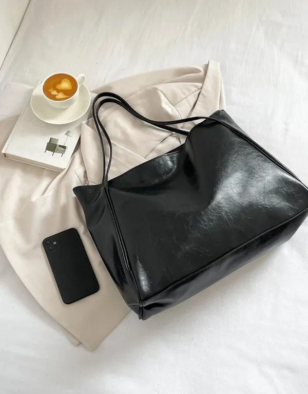 Black_Large_Retro_Design_Shoulder_Tote_Bag