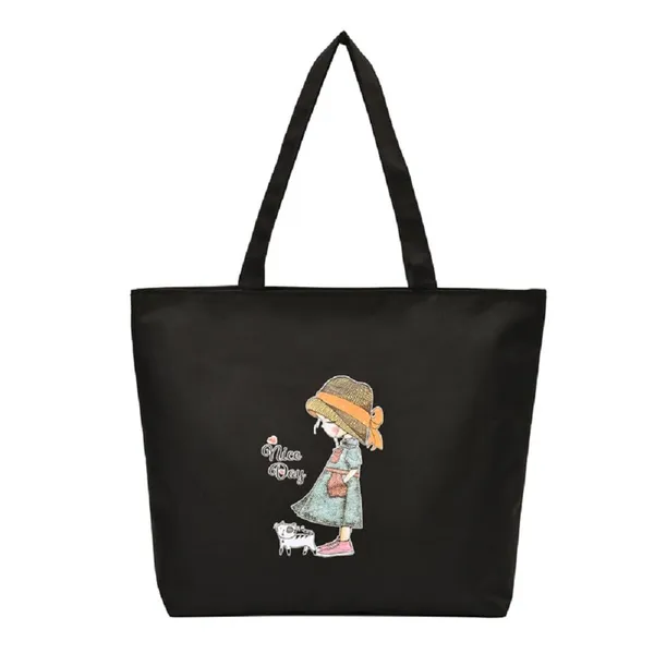 Black_Large_Tote_Bag_Oxford_Cloth_Handbag_For_Women