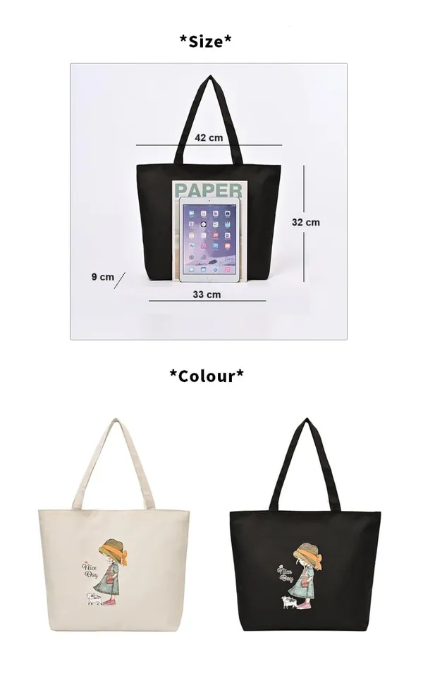 Black_Large_Tote_Bag_Oxford_Cloth_Handbag_For_Women