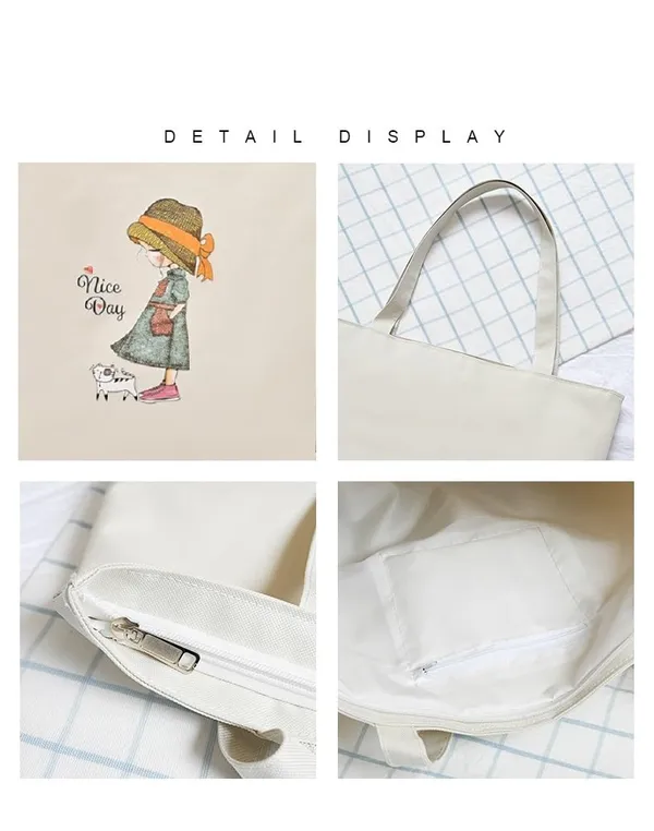 White_Large_Tote_Bag_Oxford_Cloth_Handbag_For_Women