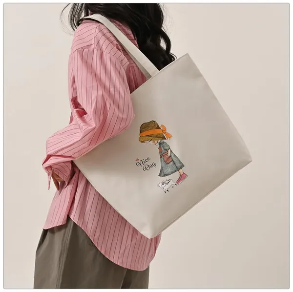 White_Large_Tote_Bag_Oxford_Cloth_Handbag_For_Women