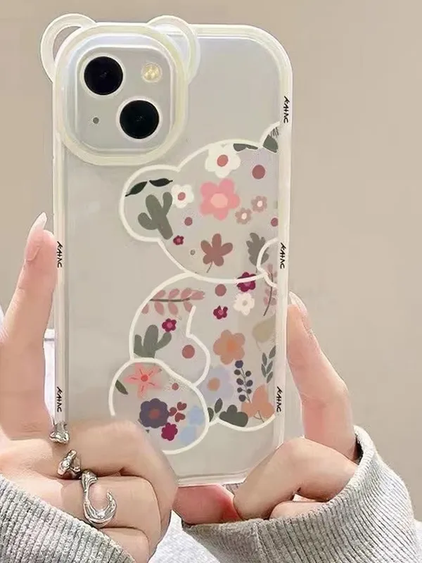 White_Bear_Chain_Case_Thermoplastic_Polyurethane_For_Iphone_14