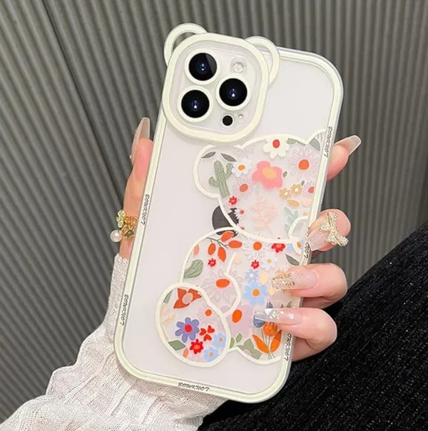 White_Bear_Chain_Case_Thermoplastic_Polyurethane_For_Iphone_14