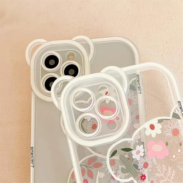 White_Bear_Chain_Case_Thermoplastic_Polyurethane_For_Iphone_14