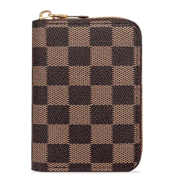 Brown_Checks_Pu_Card_Case_Organizer_Zipper_Wallet_(9_slots)
