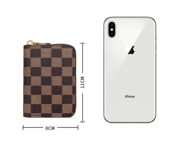 Brown_Checks_Pu_Card_Case_Organizer_Zipper_Wallet_(9_slots)