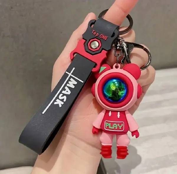 Pink_&_Red_Astro_Pilot_Stainless_Steel_Keychain