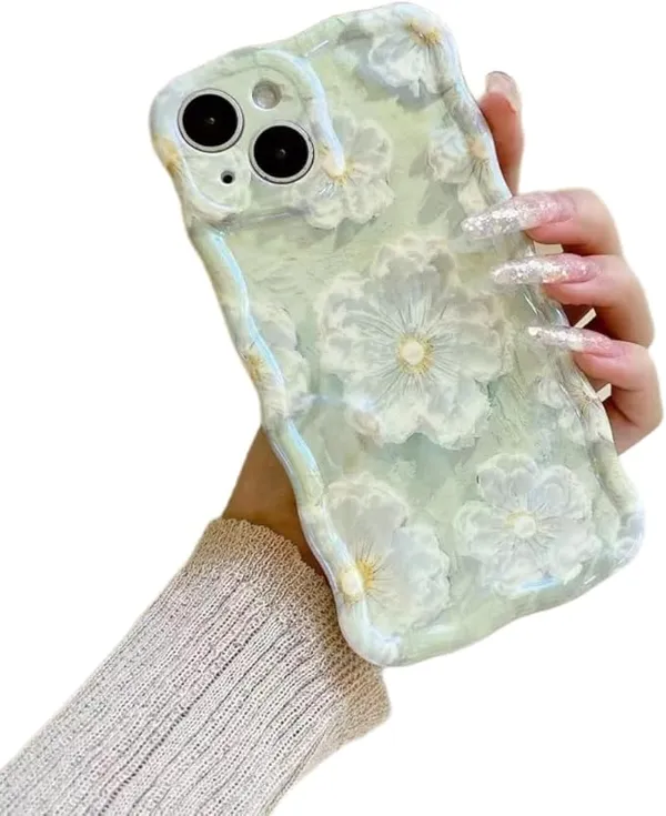Green_Floral_Oil_Paint_Phone_Case_Thermoplastic_Polyurethane_For_Iphone_14