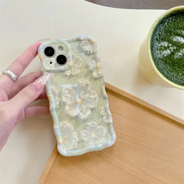 Green_Floral_Oil_Paint_Phone_Case_Thermoplastic_Polyurethane_For_Iphone_14