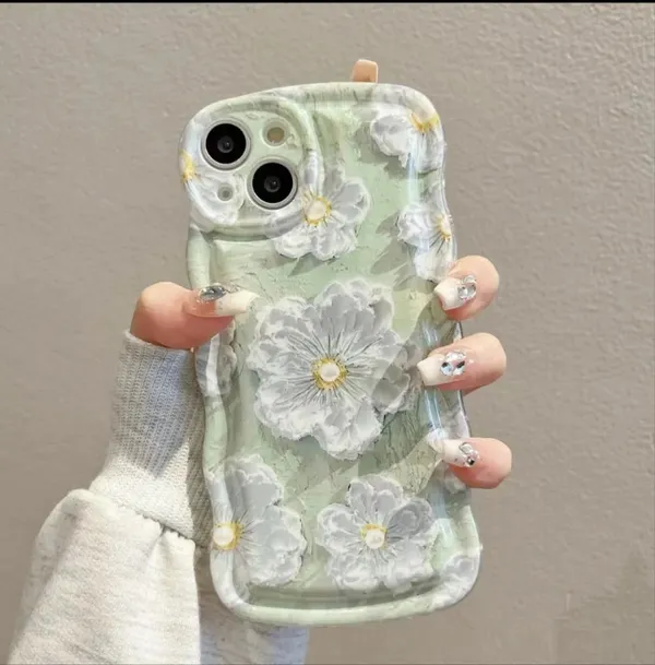 Green_Floral_Oil_Paint_Phone_Case_Thermoplastic_Polyurethane_For_Iphone_14