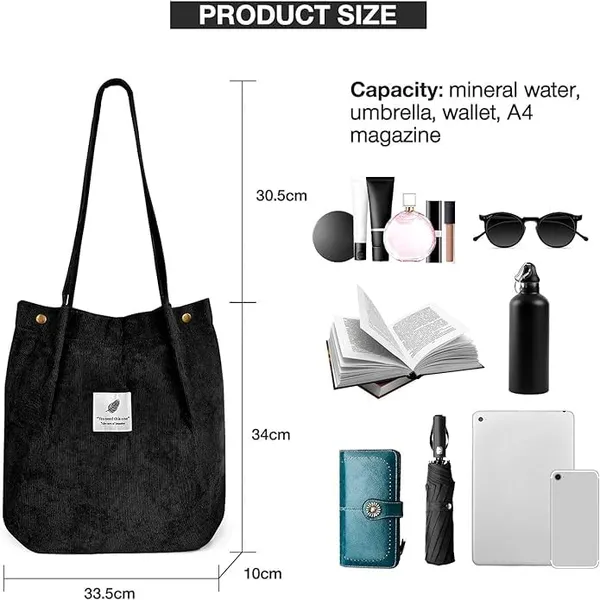 Black_Corduroy_Tote_Bag_Corduroy_Handbag_For_Women