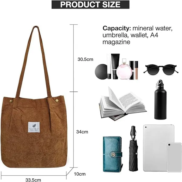 Brown_Corduroy_Tote_Bag_Corduroy_Handbag_For_Women