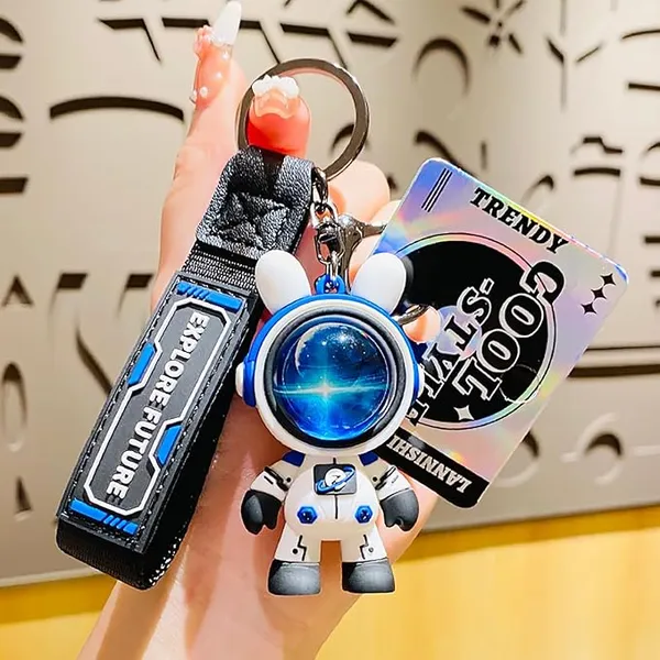 White_Astro_Pilot_Stainless_Steel_Keychain