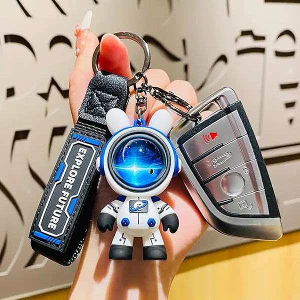 White_Astro_Pilot_Stainless_Steel_Keychain