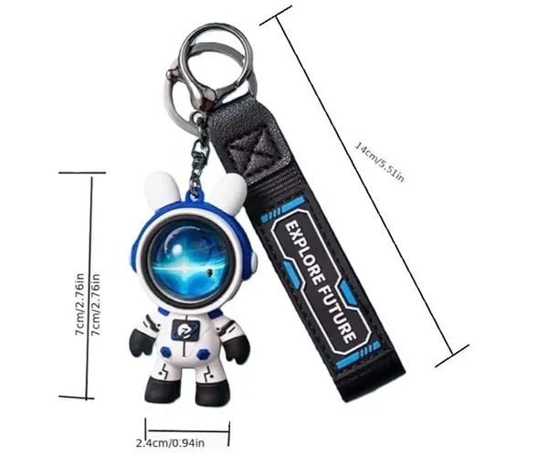 White_Astro_Pilot_Stainless_Steel_Keychain