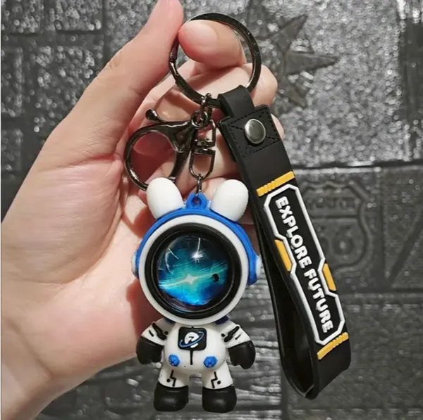 White_Astro_Pilot_Stainless_Steel_Keychain