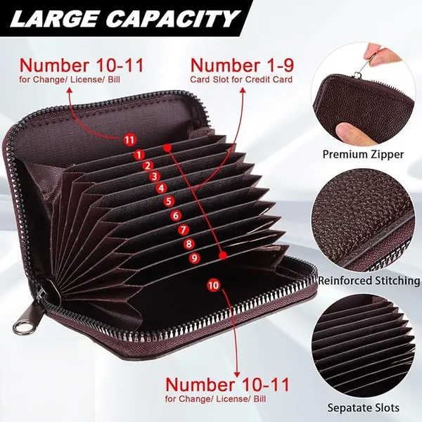 Brown_Card_Case_Organizer_Zipper_Wallet_(18_slots)