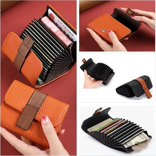 Orange_Pu_Leather_9&2_Card_Slots_Accordion_Wallet