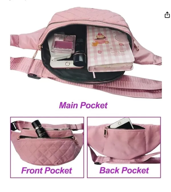 Pink_Nylon_And_Polyester_Waist_Bag_For_Women