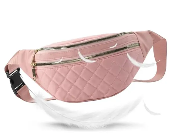 Pink_Nylon_And_Polyester_Waist_Bag_For_Women