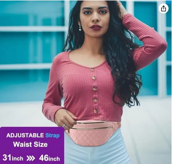 Pink_Nylon_And_Polyester_Waist_Bag_For_Women