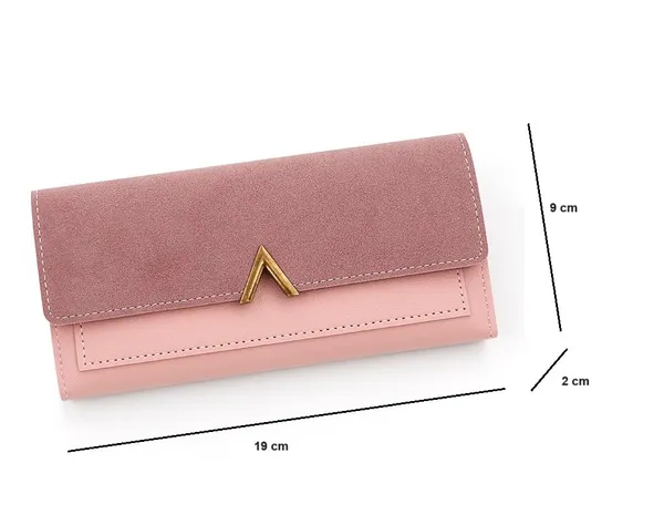 Pink_Tri-Fold_Retro_Long_Faux_Leather_Purses_For_Women