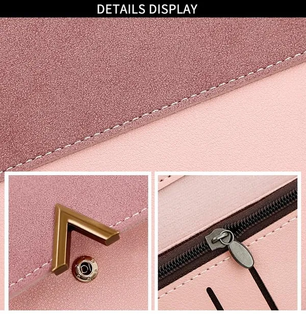 Pink_Tri-Fold_Retro_Long_Faux_Leather_Purses_For_Women
