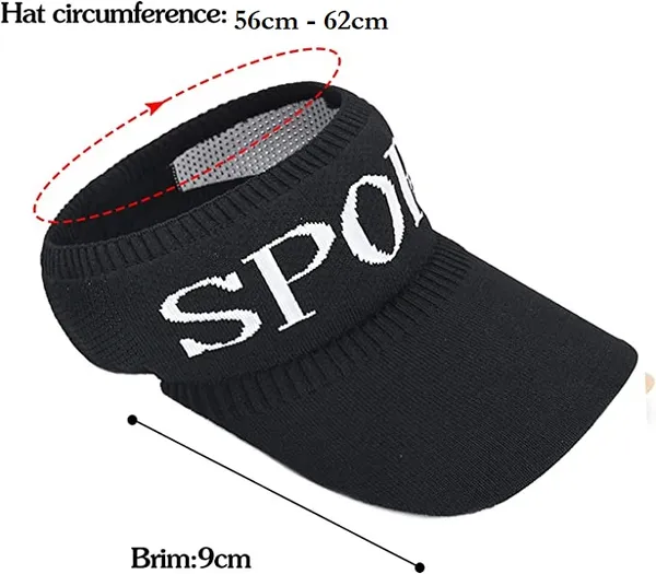 2_Pack_Black_Polyester_Sport_Sun_Visor_Hat_For_Women