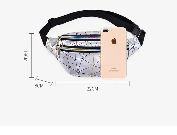 Silver_Laser_Soft_PU_Leather_Waist_Bag_For_Unisex